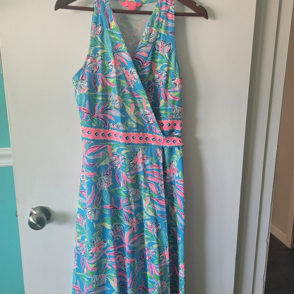 Floral Maxi Dress with Pink Accents